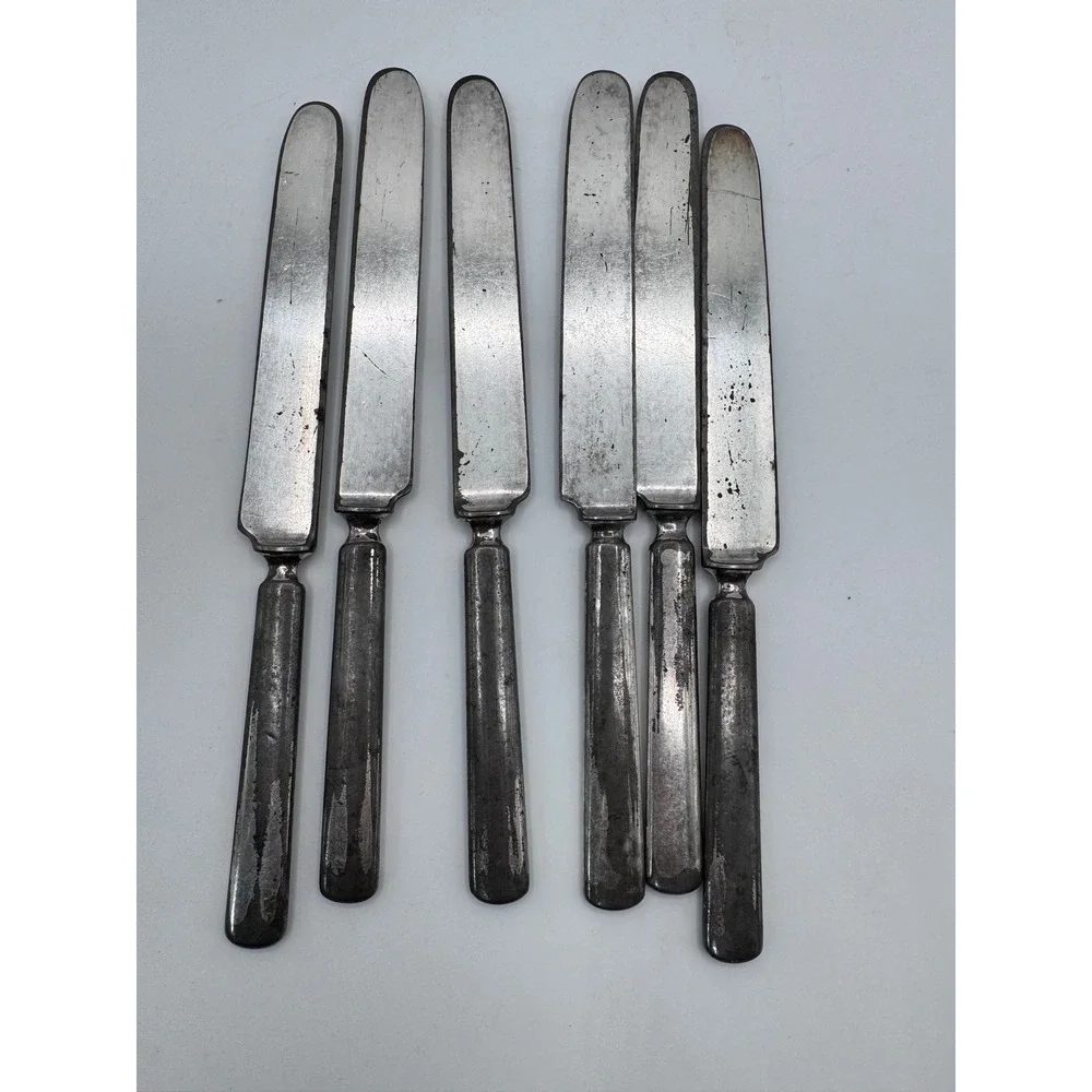 Set of 6 Vintage Silver Plated Butter Knives Ornate Handles‎ Dining Flatware